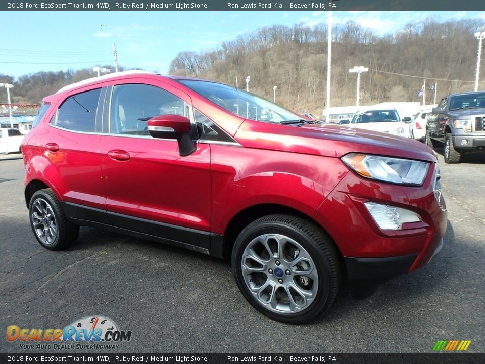 2018 Ford EcoSport Titanium 4WD Ruby Red / Medium Light Stone Photo #9