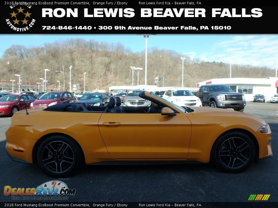 2018 Ford Mustang EcoBoost Premium Convertible Orange Fury / Ebony Photo #1