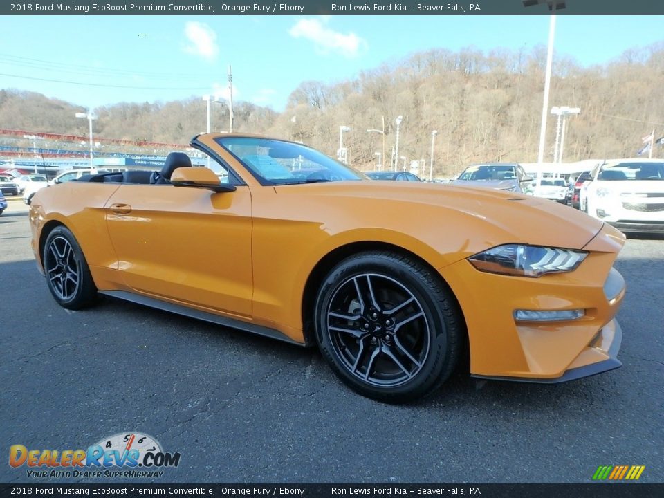 2018 Ford Mustang EcoBoost Premium Convertible Orange Fury / Ebony Photo #9