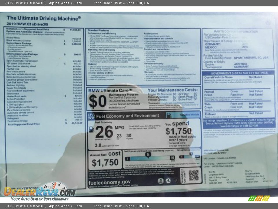 2019 BMW X3 sDrive30i Alpine White / Black Photo #10