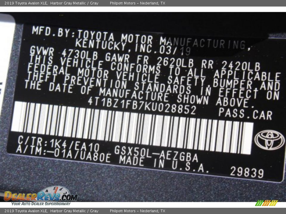 2019 Toyota Avalon XLE Harbor Gray Metallic / Gray Photo #23