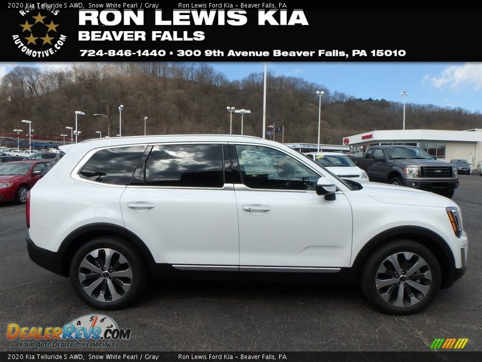 2020 Kia Telluride S AWD Snow White Pearl / Gray Photo #1