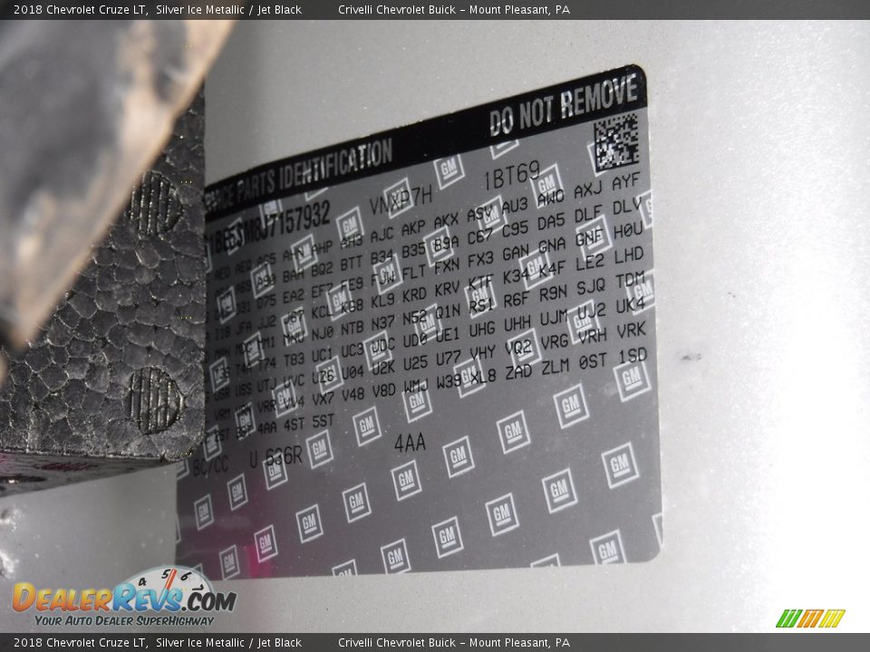 2018 Chevrolet Cruze LT Silver Ice Metallic / Jet Black Photo #34