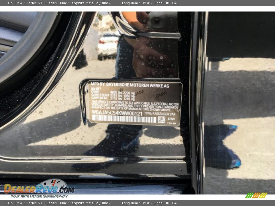 2019 BMW 5 Series 530i Sedan Black Sapphire Metallic / Black Photo #11