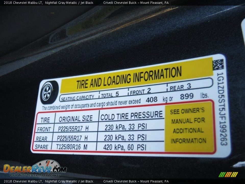 2018 Chevrolet Malibu LT Nightfall Gray Metallic / Jet Black Photo #33