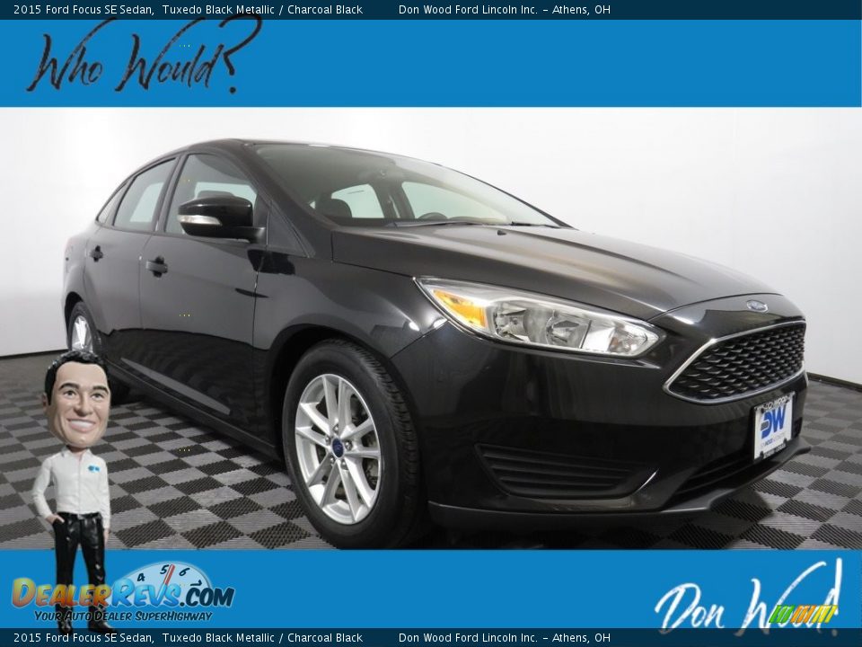 2015 Ford Focus SE Sedan Tuxedo Black Metallic / Charcoal Black Photo #1