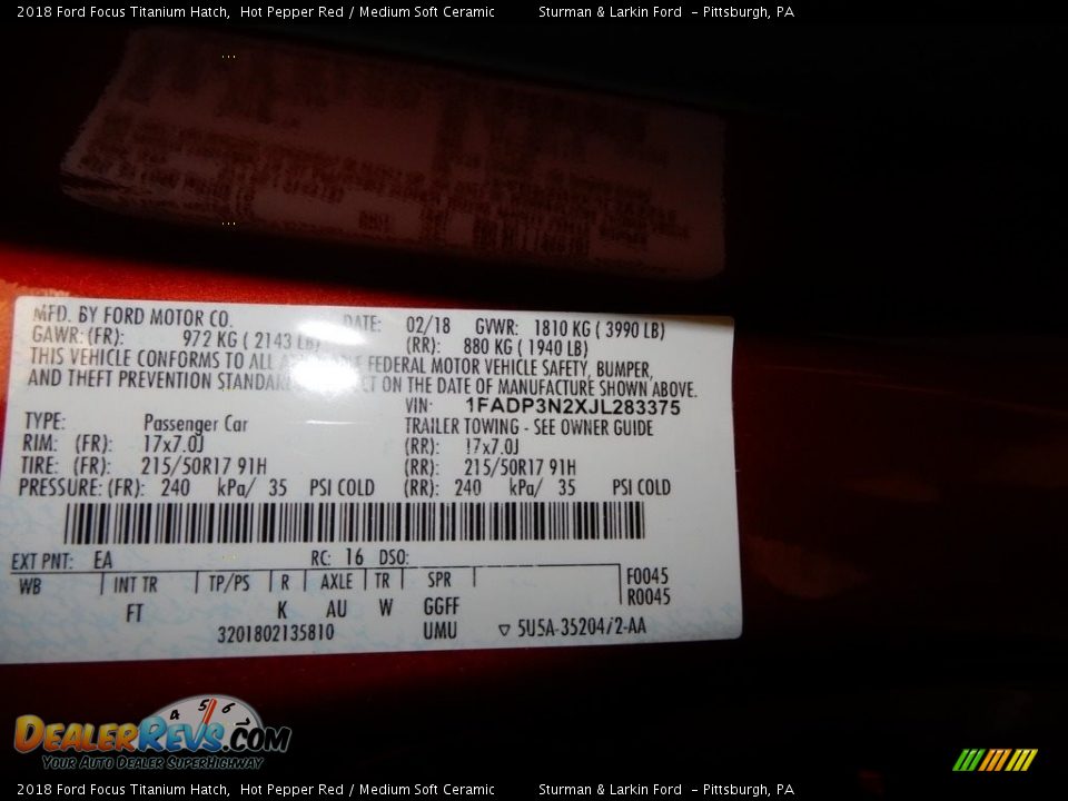 2018 Ford Focus Titanium Hatch Hot Pepper Red / Medium Soft Ceramic Photo #17