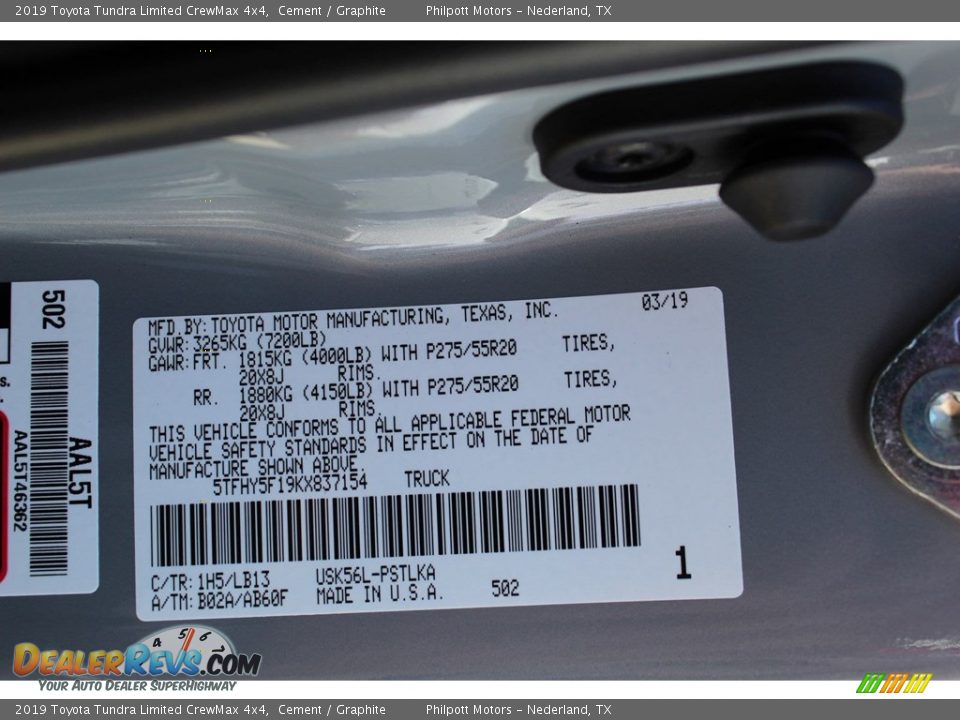 2019 Toyota Tundra Limited CrewMax 4x4 Cement / Graphite Photo #23