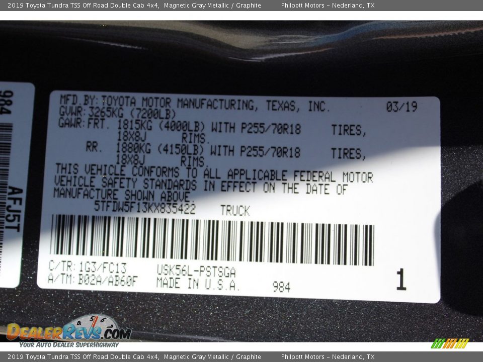 2019 Toyota Tundra TSS Off Road Double Cab 4x4 Magnetic Gray Metallic / Graphite Photo #22