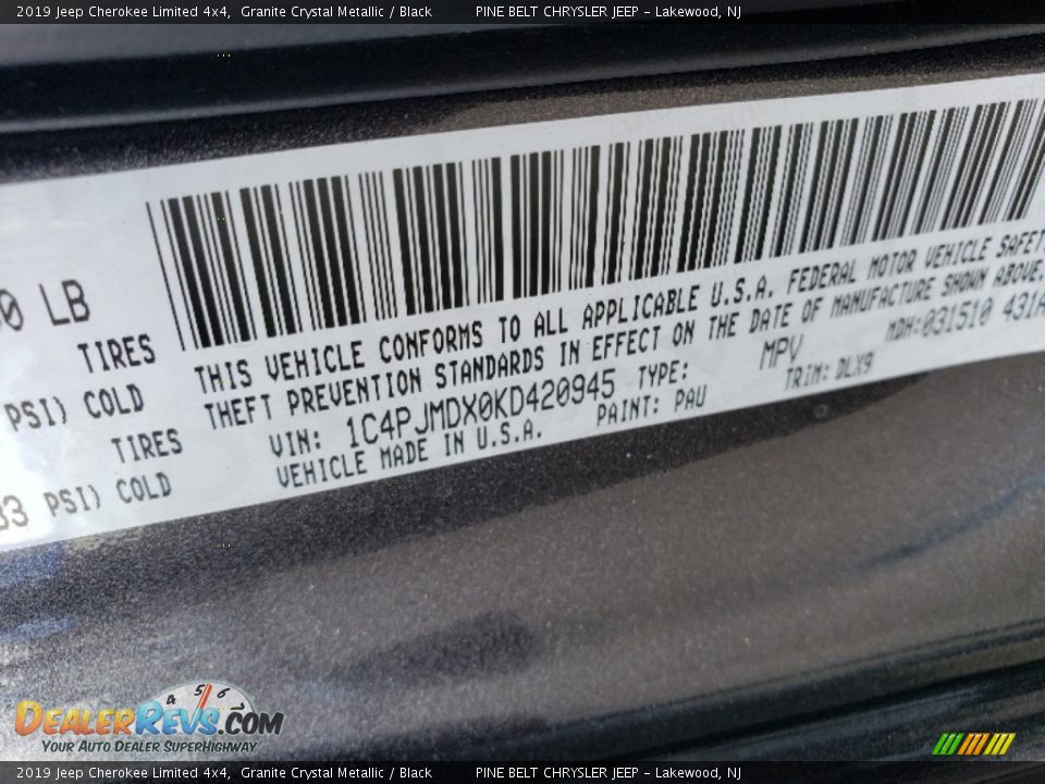 2019 Jeep Cherokee Limited 4x4 Granite Crystal Metallic / Black Photo #9