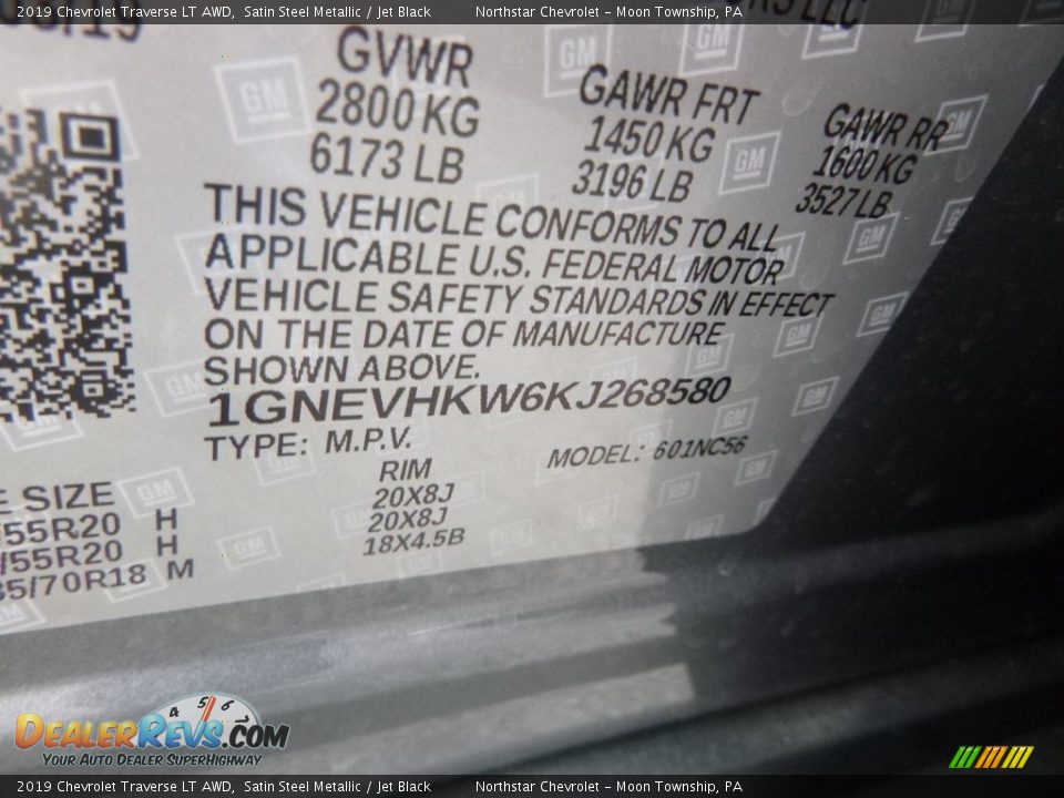 2019 Chevrolet Traverse LT AWD Satin Steel Metallic / Jet Black Photo #16