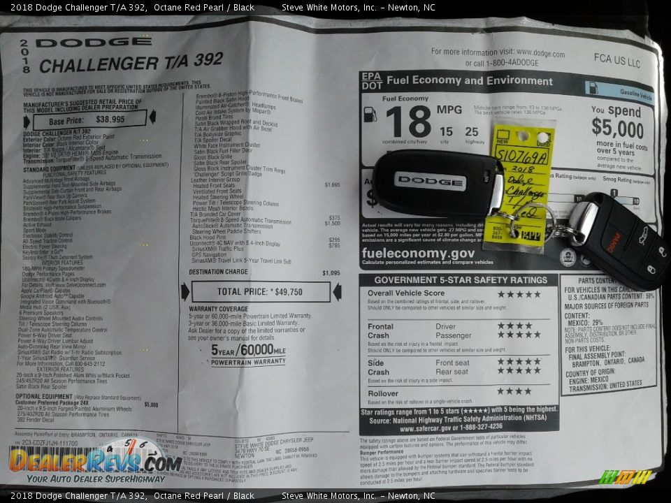 2018 Dodge Challenger T/A 392 Octane Red Pearl / Black Photo #21