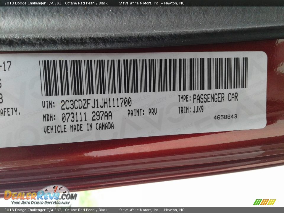 2018 Dodge Challenger T/A 392 Octane Red Pearl / Black Photo #24