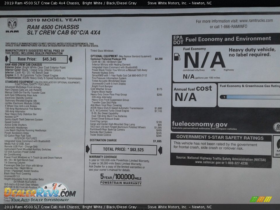 2019 Ram 4500 SLT Crew Cab 4x4 Chassis Bright White / Black/Diesel Gray Photo #24