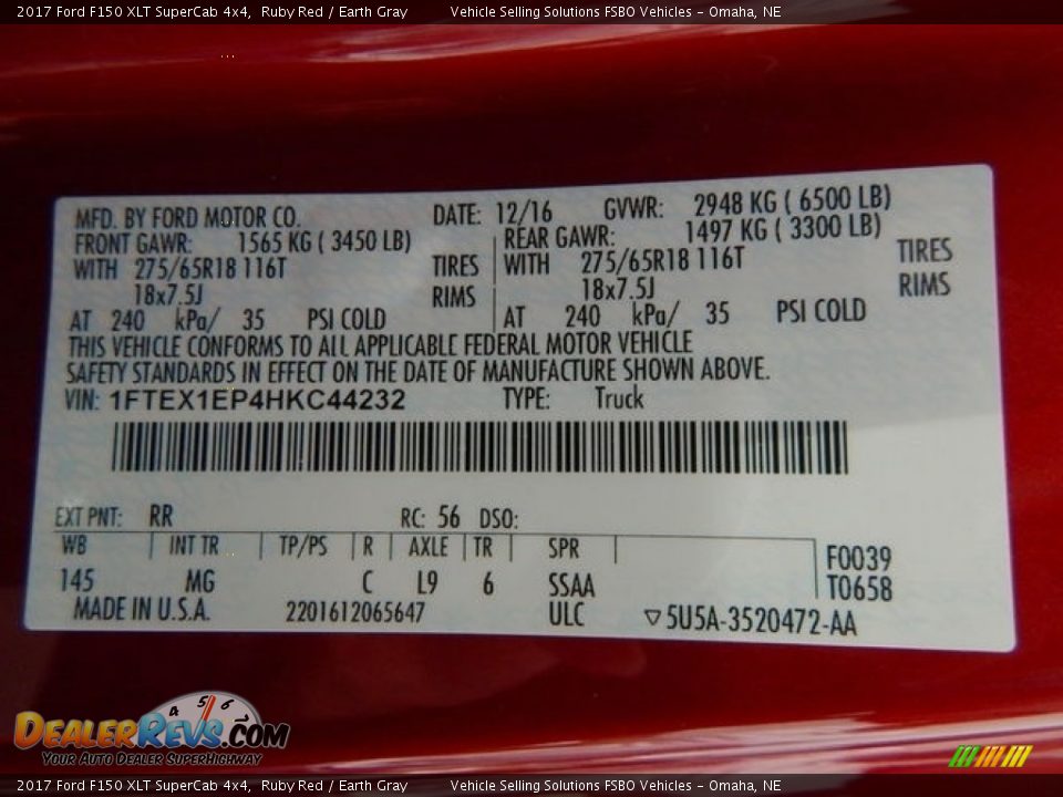 2017 Ford F150 XLT SuperCab 4x4 Ruby Red / Earth Gray Photo #16