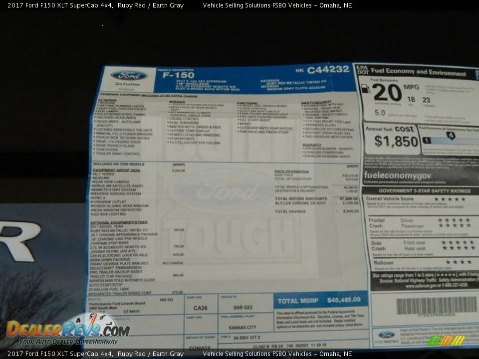 2017 Ford F150 XLT SuperCab 4x4 Ruby Red / Earth Gray Photo #17