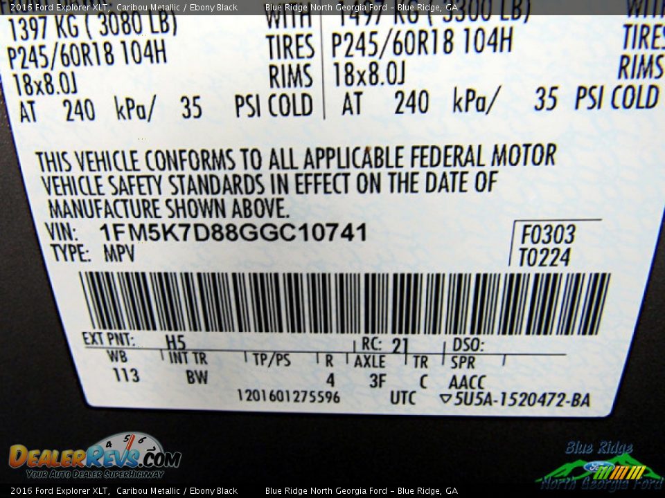 2016 Ford Explorer XLT Caribou Metallic / Ebony Black Photo #28