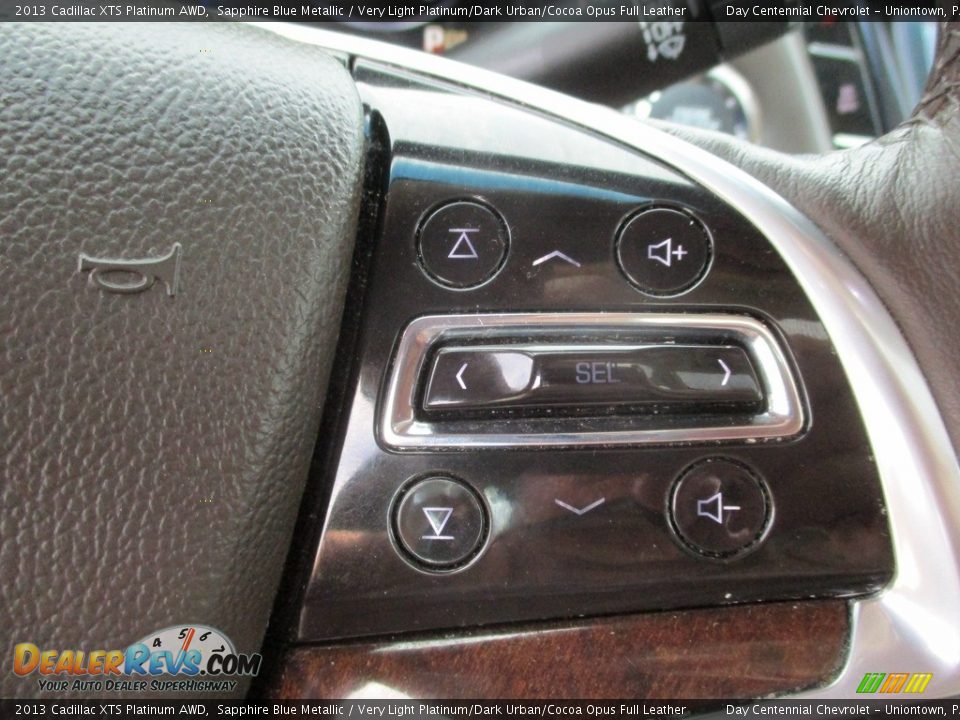 2013 Cadillac XTS Platinum AWD Sapphire Blue Metallic / Very Light Platinum/Dark Urban/Cocoa Opus Full Leather Photo #33