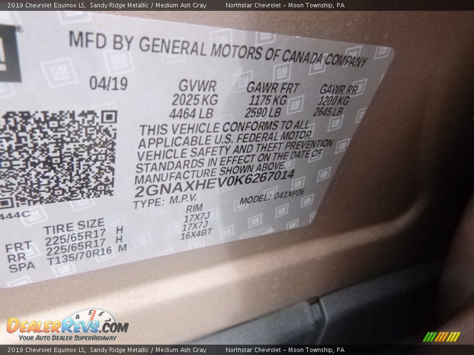 2019 Chevrolet Equinox LS Sandy Ridge Metallic / Medium Ash Gray Photo #16