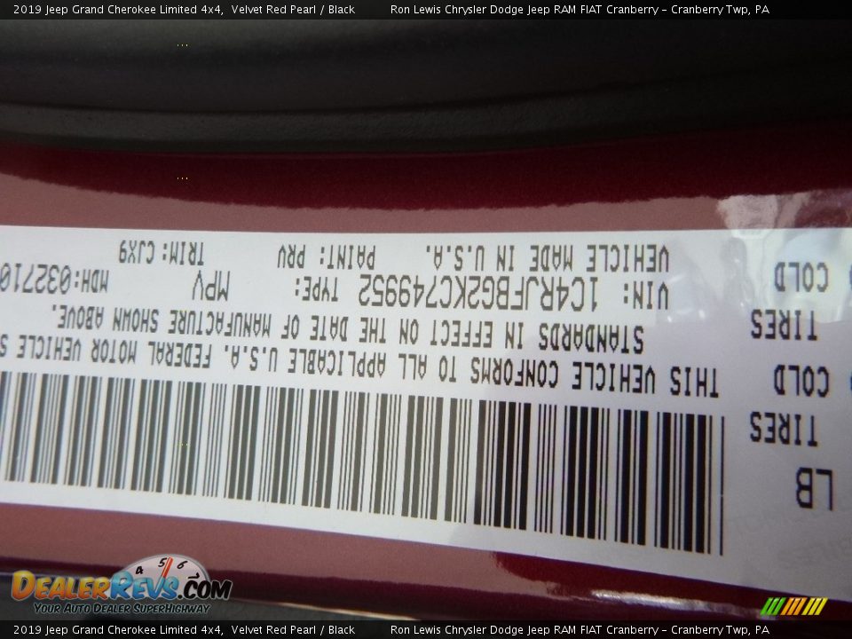 2019 Jeep Grand Cherokee Limited 4x4 Velvet Red Pearl / Black Photo #14