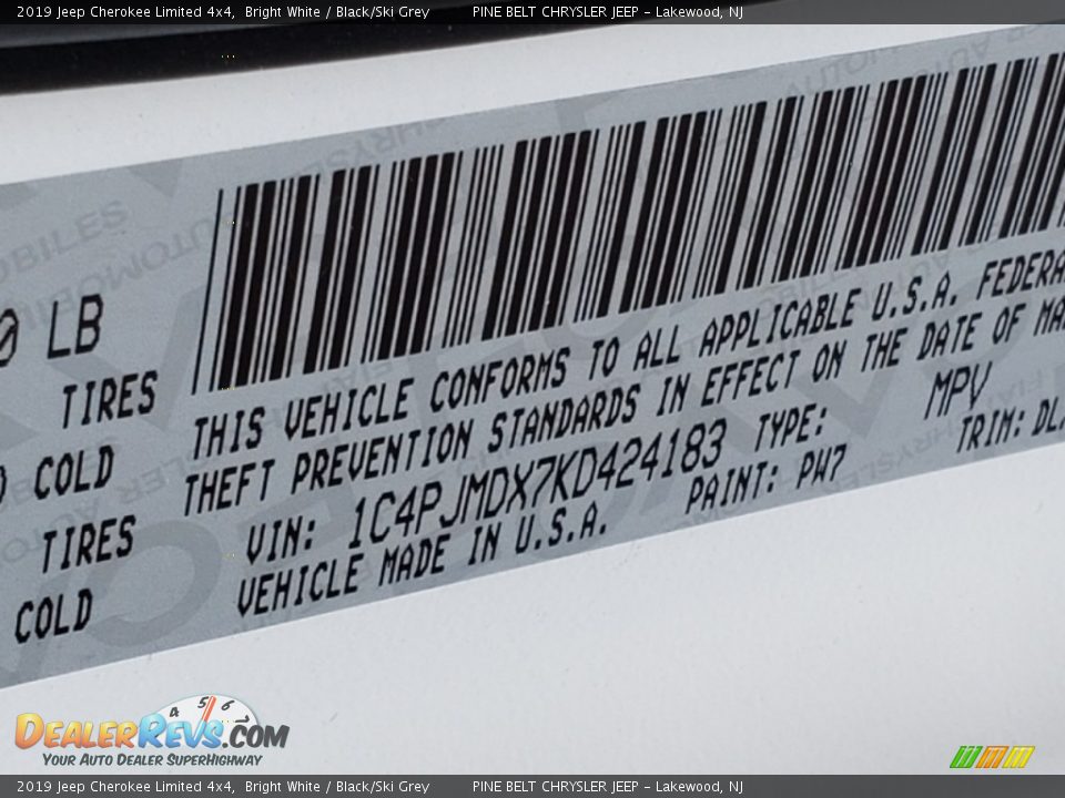 2019 Jeep Cherokee Limited 4x4 Bright White / Black/Ski Grey Photo #9