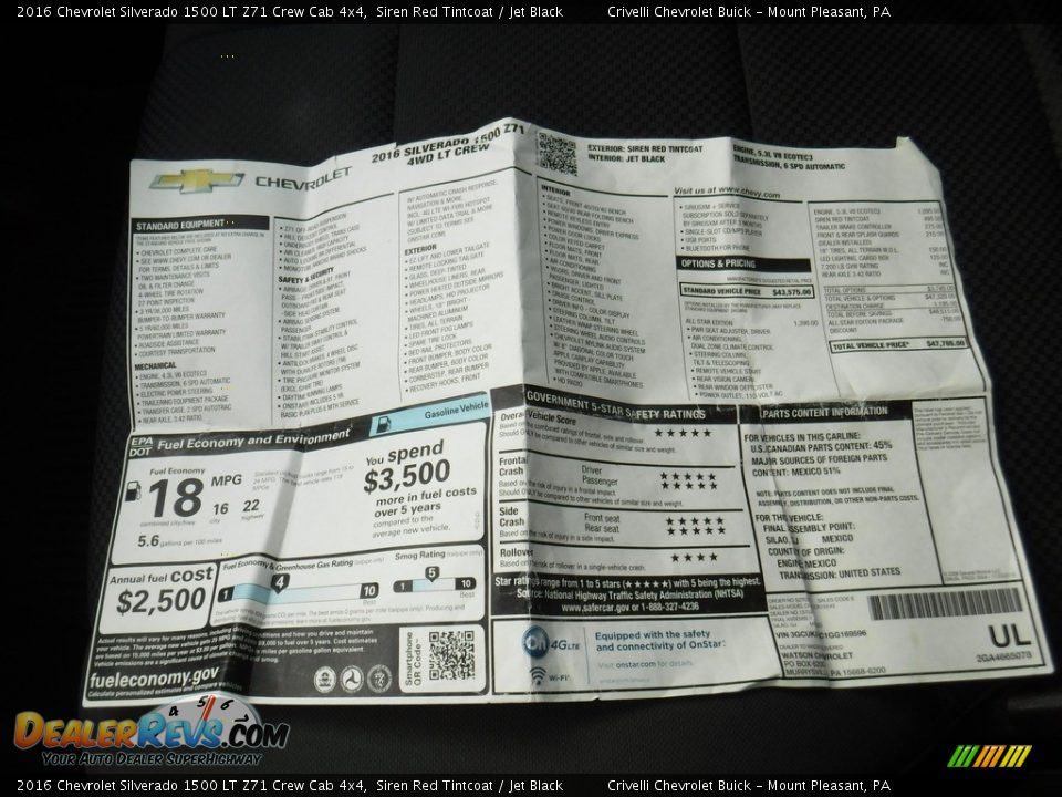 2016 Chevrolet Silverado 1500 LT Z71 Crew Cab 4x4 Siren Red Tintcoat / Jet Black Photo #34