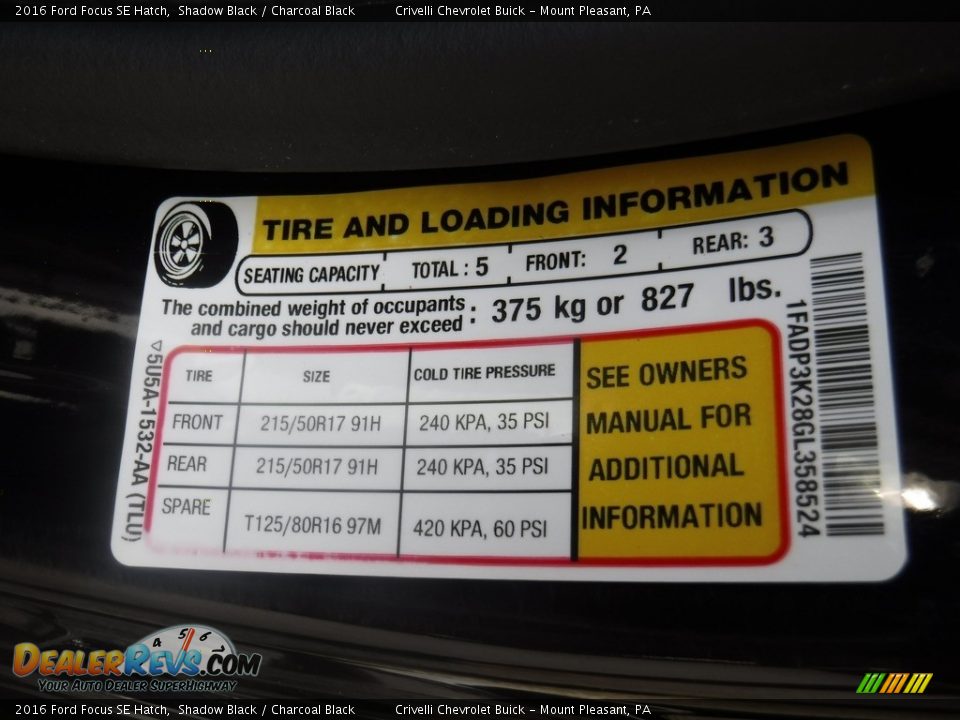 2016 Ford Focus SE Hatch Shadow Black / Charcoal Black Photo #33