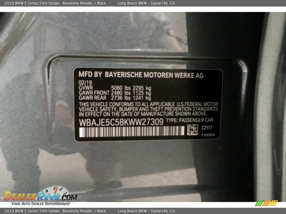 2019 BMW 5 Series 540i Sedan Bluestone Metallic / Black Photo #11