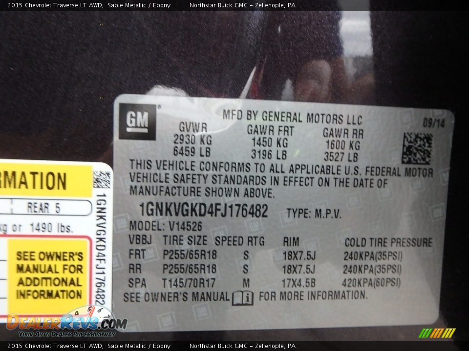 2015 Chevrolet Traverse LT AWD Sable Metallic / Ebony Photo #23