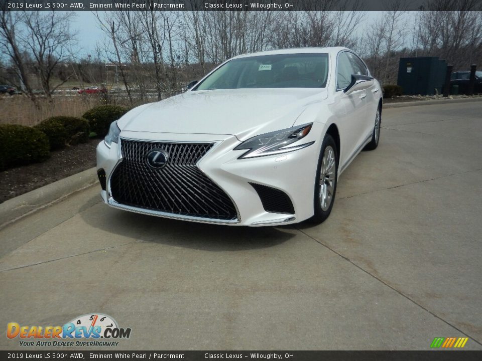 2019 Lexus LS 500h AWD Eminent White Pearl / Parchment Photo #1