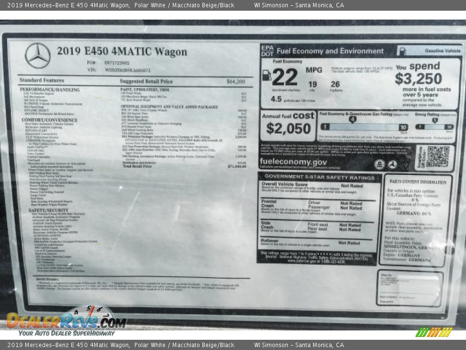 2019 Mercedes-Benz E 450 4Matic Wagon Polar White / Macchiato Beige/Black Photo #10