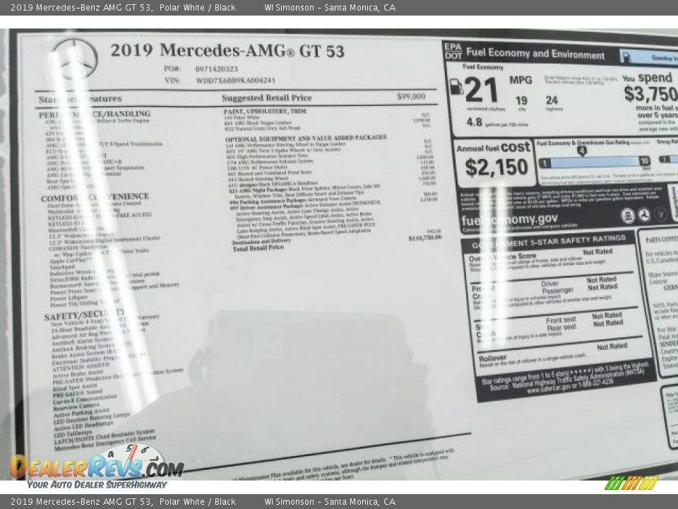 2019 Mercedes-Benz AMG GT 53 Window Sticker Photo #10