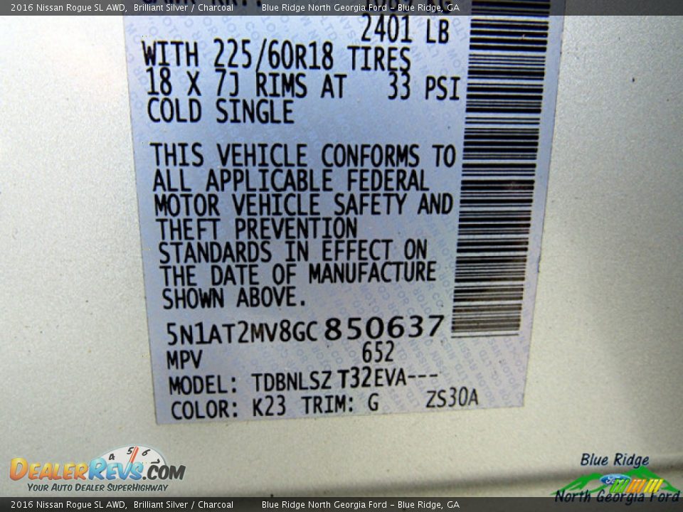 2016 Nissan Rogue SL AWD Brilliant Silver / Charcoal Photo #26