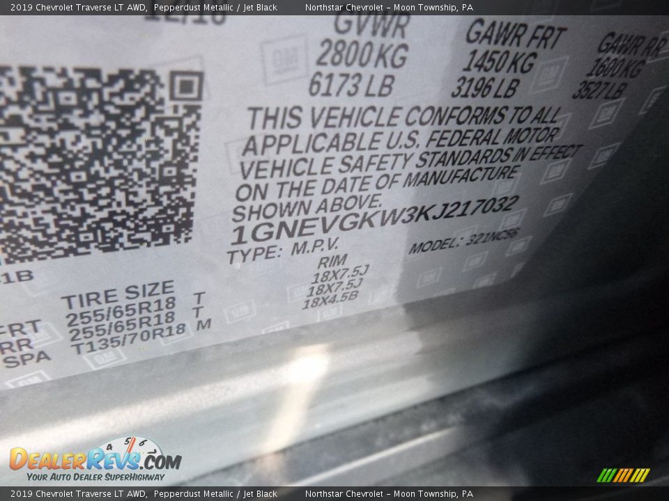 2019 Chevrolet Traverse LT AWD Pepperdust Metallic / Jet Black Photo #15