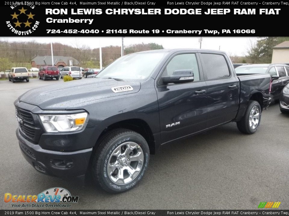 2019 Ram 1500 Big Horn Crew Cab 4x4 Maximum Steel Metallic / Black/Diesel Gray Photo #1