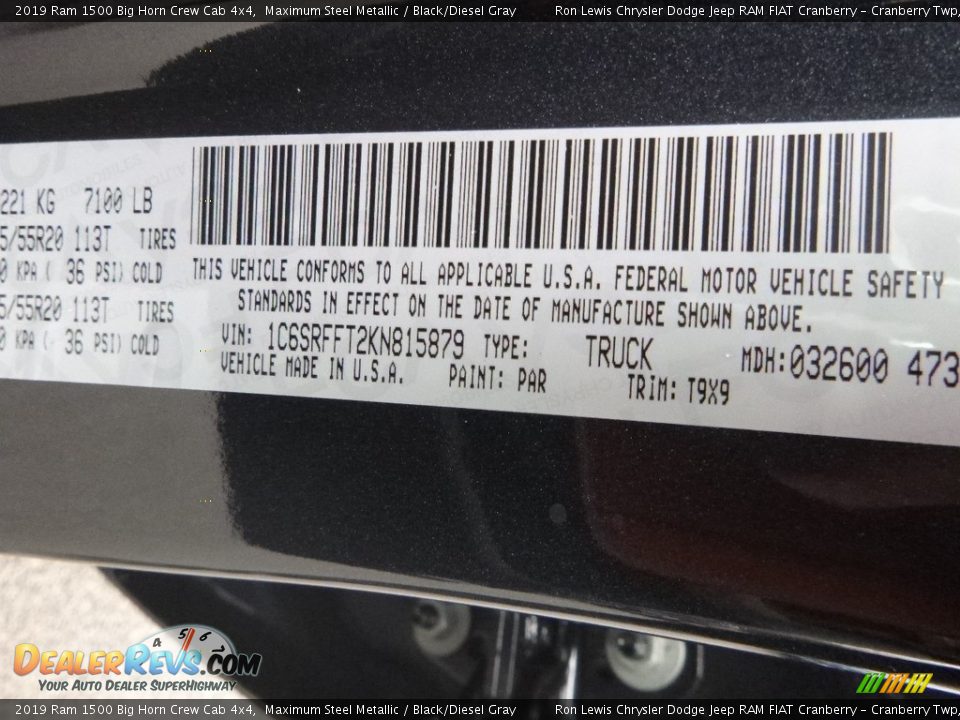 2019 Ram 1500 Big Horn Crew Cab 4x4 Maximum Steel Metallic / Black/Diesel Gray Photo #14