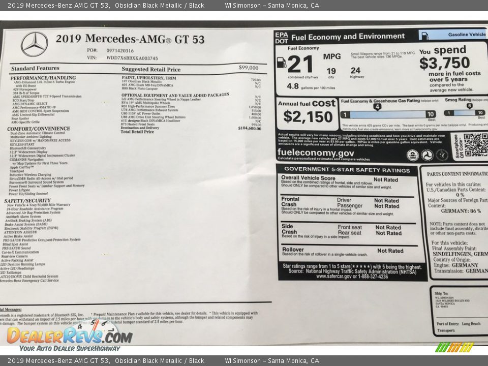 2019 Mercedes-Benz AMG GT 53 Obsidian Black Metallic / Black Photo #10