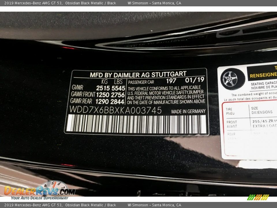 2019 Mercedes-Benz AMG GT 53 Obsidian Black Metallic / Black Photo #11