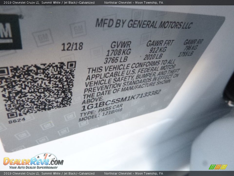 2019 Chevrolet Cruze LS Summit White / Jet Black/­Galvanized Photo #16