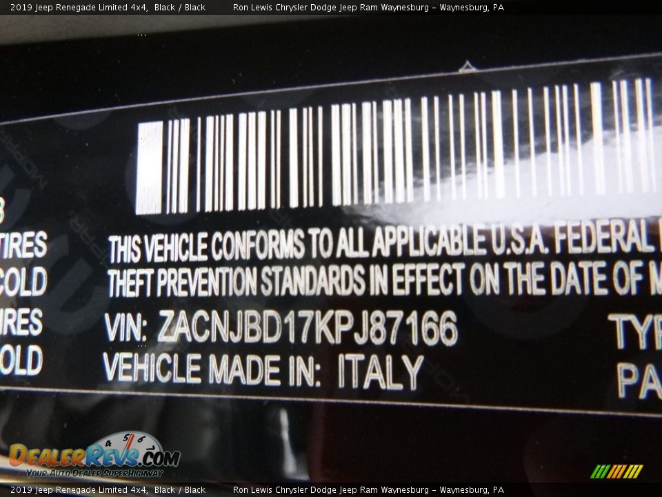 2019 Jeep Renegade Limited 4x4 Black / Black Photo #16