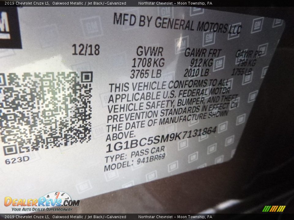 2019 Chevrolet Cruze LS Oakwood Metallic / Jet Black/­Galvanized Photo #16