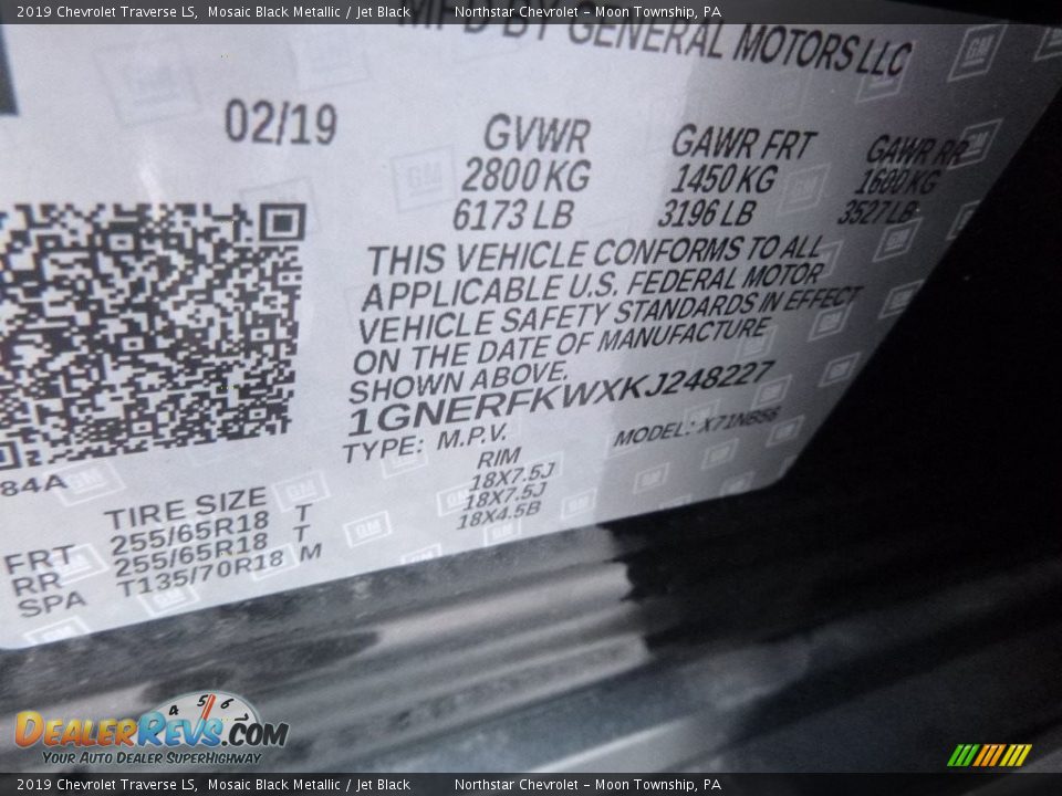 2019 Chevrolet Traverse LS Mosaic Black Metallic / Jet Black Photo #16