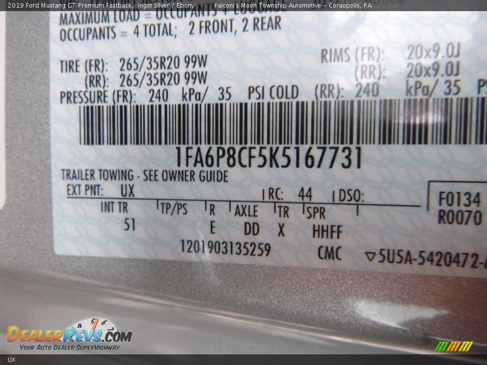 Ford Color Code UX Ingot Silver