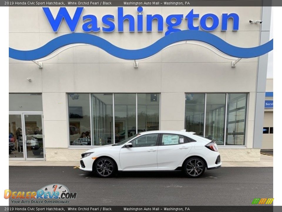 2019 Honda Civic Sport Hatchback White Orchid Pearl / Black Photo #1