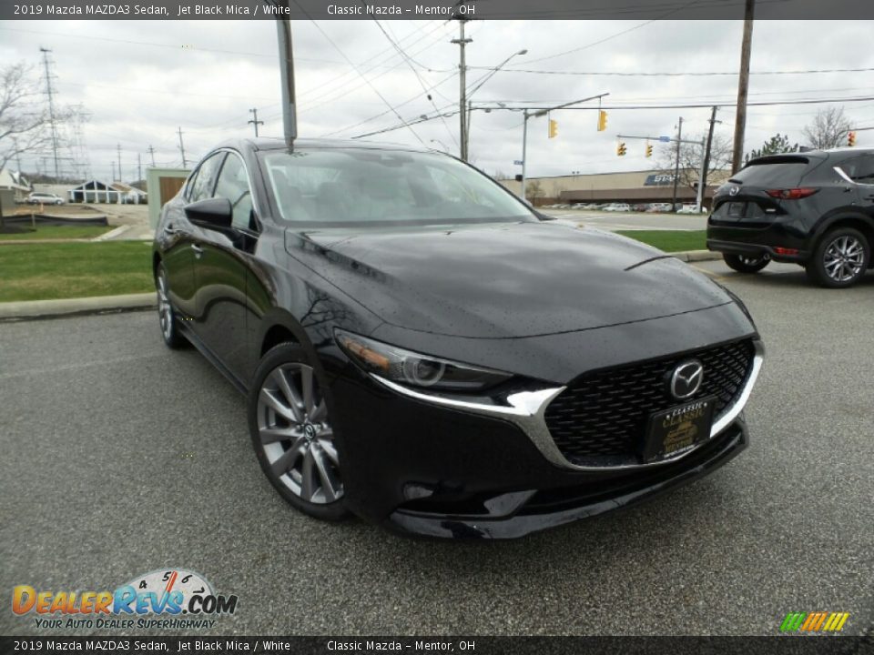 2019 Mazda MAZDA3 Sedan Jet Black Mica / White Photo #1
