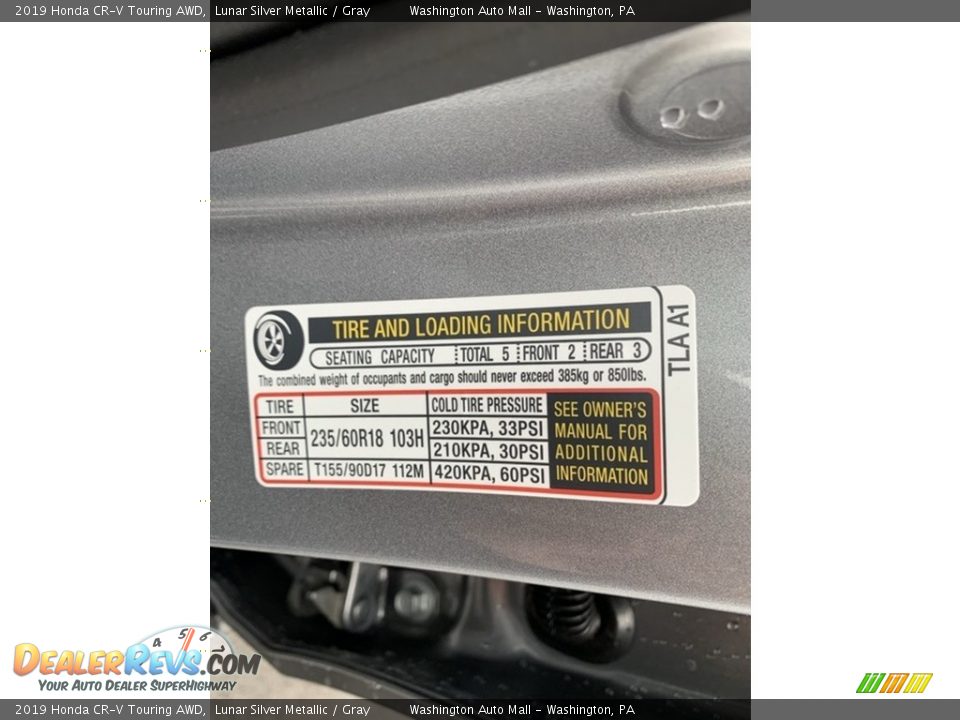 2019 Honda CR-V Touring AWD Lunar Silver Metallic / Gray Photo #13