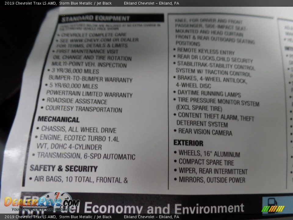 2019 Chevrolet Trax LS AWD Storm Blue Metallic / Jet Black Photo #34