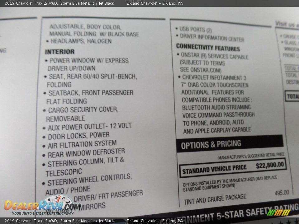 2019 Chevrolet Trax LS AWD Storm Blue Metallic / Jet Black Photo #35
