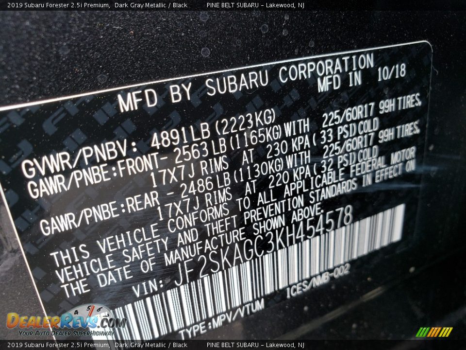 2019 Subaru Forester 2.5i Premium Dark Gray Metallic / Black Photo #9