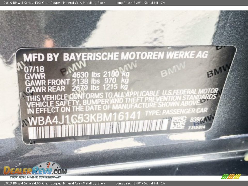 2019 BMW 4 Series 430i Gran Coupe Mineral Grey Metallic / Black Photo #11